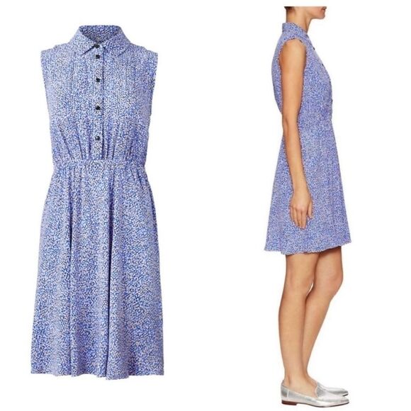 Kate Spade Blue Petals Collared Sleeveless Mini Dress - Picture 1 of 15